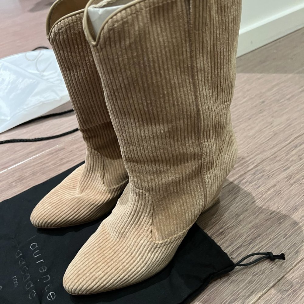 Laurence Dacade Beige Corduroy Heeled Boots - Picture 9 of 14